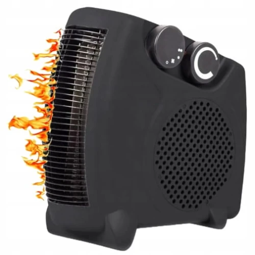 Termowentylator stojąco-leżący z termostatem czarny