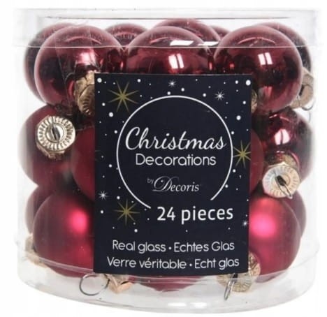 Bombki choinkowe bordowe zestaw 24 szt. 2,5 cm