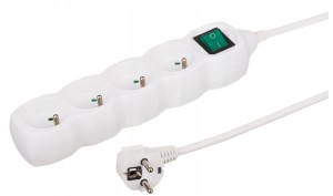 Przedłużacz z wyłącznikiem 4 gniazda 1,5m Biała listwa zasilająca
