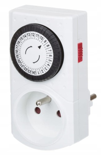 Programator czasowy mechaniczny biały 24h 48 programów