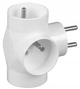 Rozgałęźnik 3gniazdowy z uziemieniem Biały 3x2P+Z