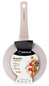 Patelnia do smażenia nieprzywierająca 18cm beżowa GRANITA 