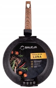 Patelnia do smażenia nieprzywierająca 28cm Czarna LUNA 