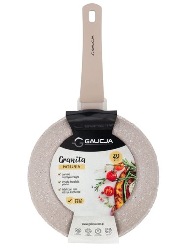 Patelnia do smażenia nieprzywierająca 20cm beżowa Granita 