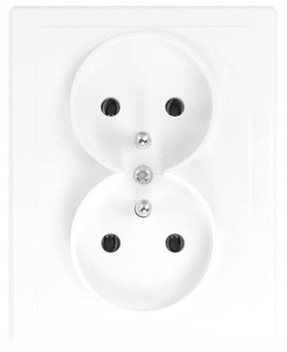 Gniazdo podwójne z uziemieniem IP20 16A 250V Podtynkowe Białe