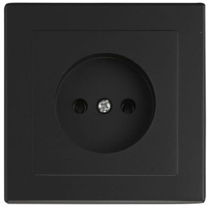 Gniazdo pojedyncze bez uziemienia IP20 16A 250V Podtynkowe Czarny mat