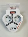 Rozgałęźnik wtyczkowy z wyłącznikiem i uziemieniem 2x2P+Z + USB typ A i C