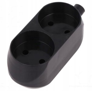 Gniazdo przenośne podwójne bez uziemienia 2x2P Czarne 