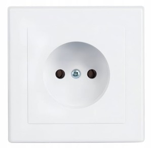 Gniazdo pojedyncze bez uziemienia IP20 16A 250V Podtynkowe Białe