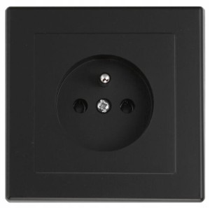 Gniazdo pojedyncze z uziemieniem IP20 16A 250V Podtynkowe Czarny mat