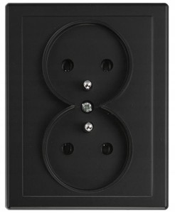 Gniazdo podwójne z uziemieniem IP20 16A 250V Podtynkowe Czarny mat