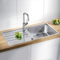 Zlewozmywak jednokomorowy stalowy z ociekaczem 40x75cm z syfonem + otwór