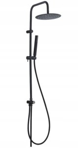 Natynkowa kolumna prysznicowa Czarna matowa z deszczownicą i słuchawką Pretto