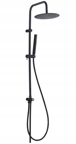 Natynkowa kolumna prysznicowa Czarna matowa z deszczownicą i słuchawką Pretto