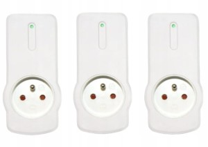 Zestaw 3 gniazd pojedynczych sterowanych pilotem z uziemieniem