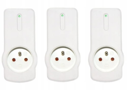 Zestaw 3 gniazd pojedynczych sterowanych pilotem z uziemieniem