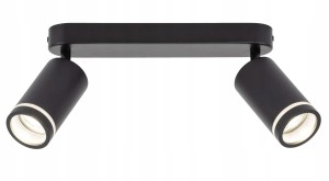 Lampa sufitowa czarna 2xGU10 metalowa Podwójny reflektor natynkowy
