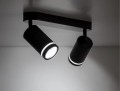Lampa sufitowa czarna 2xGU10 metalowa Podwójny reflektor natynkowy