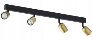 Lampa sufitowa czarno-złota 4xGU10 metalowa Poczwórny reflektor natynkowy Jet