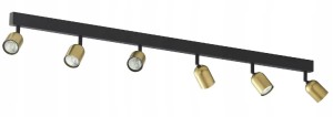 Lampa sufitowa czarna 6xGU10 metalowa 6 złotych reflektorów 126cm TOP
