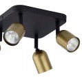 Lampa sufitowa czarno-złota 4xGU10 metalowa Poczwórny reflektor natynkowy Top