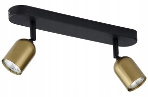 Lampa sufitowa czarno-złota 2xGU10 metalowa Podwójny reflektor natynkowy TOP GOLD