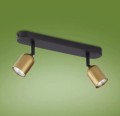 Lampa sufitowa czarno-złota 2xGU10 metalowa Podwójny reflektor natynkowy TOP GOLD