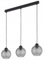 Lampa sufitowa wisząca 100cm Czarna z 3 szklanymi przyciemnionymi kloszami