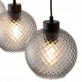 Lampa sufitowa wisząca 100cm Czarna z 3 szklanymi przyciemnionymi kloszami