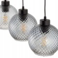 Lampa sufitowa wisząca 100cm Czarna z 3 szklanymi przyciemnionymi kloszami
