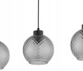 Lampa sufitowa wisząca 100cm Czarna z 3 szklanymi przyciemnionymi kloszami