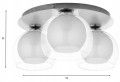 Lampa sufitowa srebrna 22x52cm 3 biało-transparentne szklane klosze Venezia