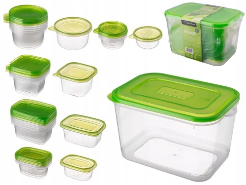 Zestaw 21 plastikowych pojemników do przechowywania żywności 