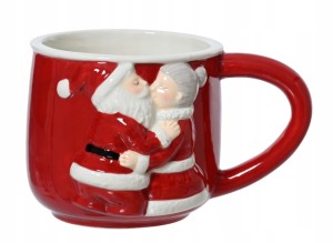 Świąteczny kubek z dolomitu 350ml Biało-czerwony 