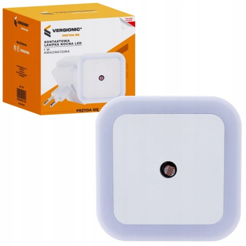 Kontaktowa lampka nocna LED 6,5x6,5cm 220V z czujnikiem zmierzchu