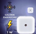 Kontaktowa lampka nocna LED 6,5x6,5cm 220V z czujnikiem zmierzchu