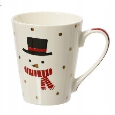 Świąteczny kubek porcelanowy na ciepłe napoje 305ml Biały we wzory