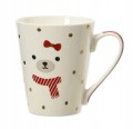 Świąteczny kubek porcelanowy na ciepłe napoje 305ml Biały we wzory