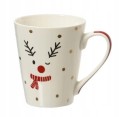 Świąteczny kubek porcelanowy na ciepłe napoje 305ml Biały we wzory
