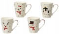 Świąteczny kubek porcelanowy na ciepłe napoje 305ml Biały we wzory