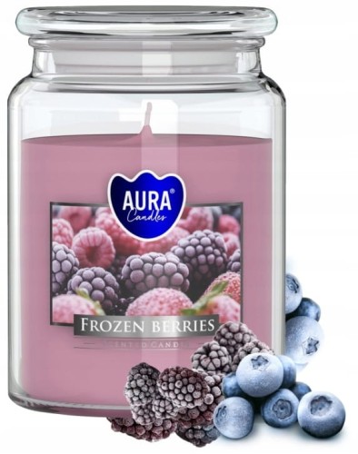Świeca zapachowa w słoiku Mrożone jagody 14x9,8cm do 100h palenia