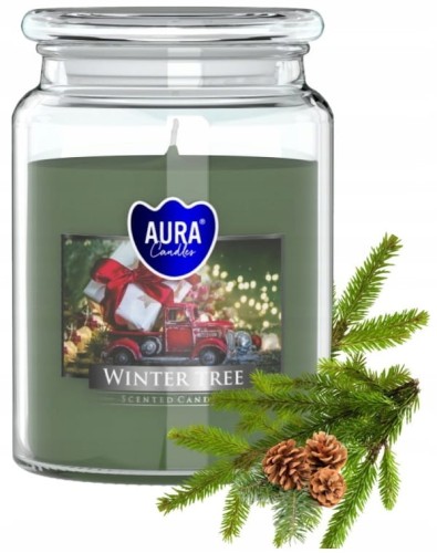 Świeca zapachowa w słoiku Zimowe drzewko 14x9,8cm do 100h palenia