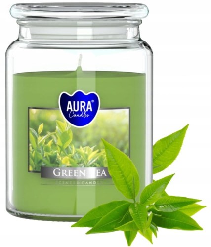Świeca zapachowa w słoiku Zielona herbata 14x9,8cm do 100h palenia