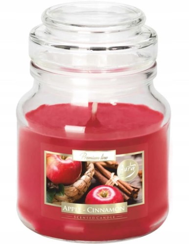 Świeca zapachowa w słoiku Jabłko cynamon 7x9,9cm do 28h palenia 120g