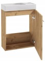 Szafka łazienkowa z umywalką 50x70 wisząca dąb craft z baterią i syfonem