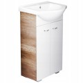 Szafka łazienkowa z umywalką baterią i syfonem 50x86cm stojąca biały front