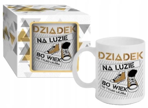 Kubek ceramiczny dla Dziadka 300 ml Biały z motywującym napisem