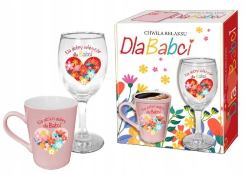 Komplet Upominkowy Kubek 330 ml i Kieliszek 220 ml dla Babci