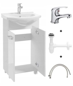 Zestaw łazienkowy szafka z umywalką 50 biała na nóżkach Mila