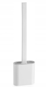 Szczotka do WC silikonowa 36,5x6,5cm stojąca Biała Matowa
